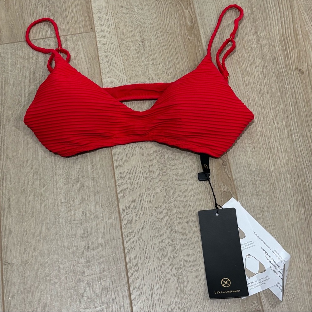 Vix Vibrant Red Ribbed Bikini top